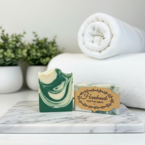 Cool Fresh Aloe Vera natural soap in luxury marble spa setting