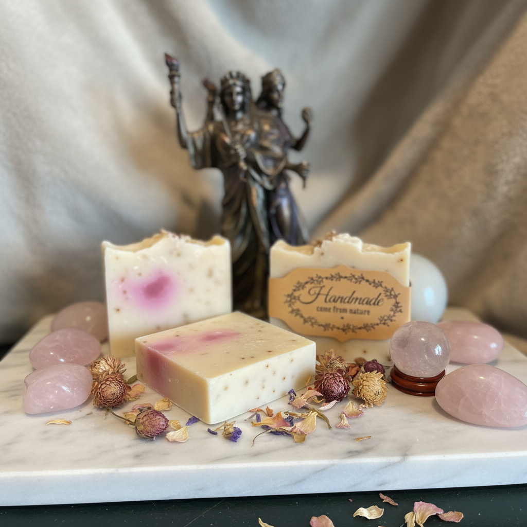 Marbled soap - marble and crystals