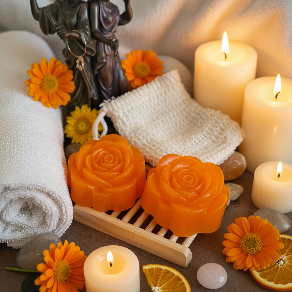 Orange rose soap - spa setting